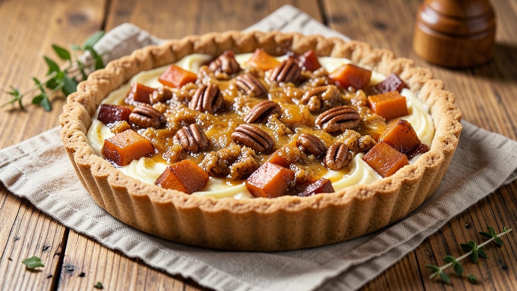 Sweet Potato Praline Pie Recipe: Nutty Caramel Crust With Gooey Center
