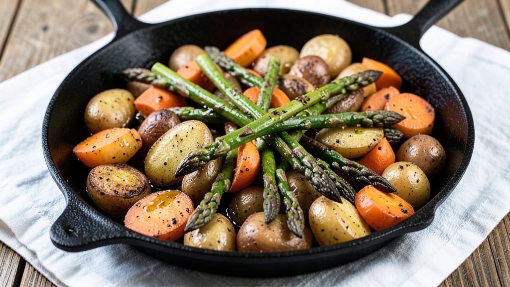 Asparagus Carrot Potato Recipe: One-Pan Roasted Trio With Herby Crunch