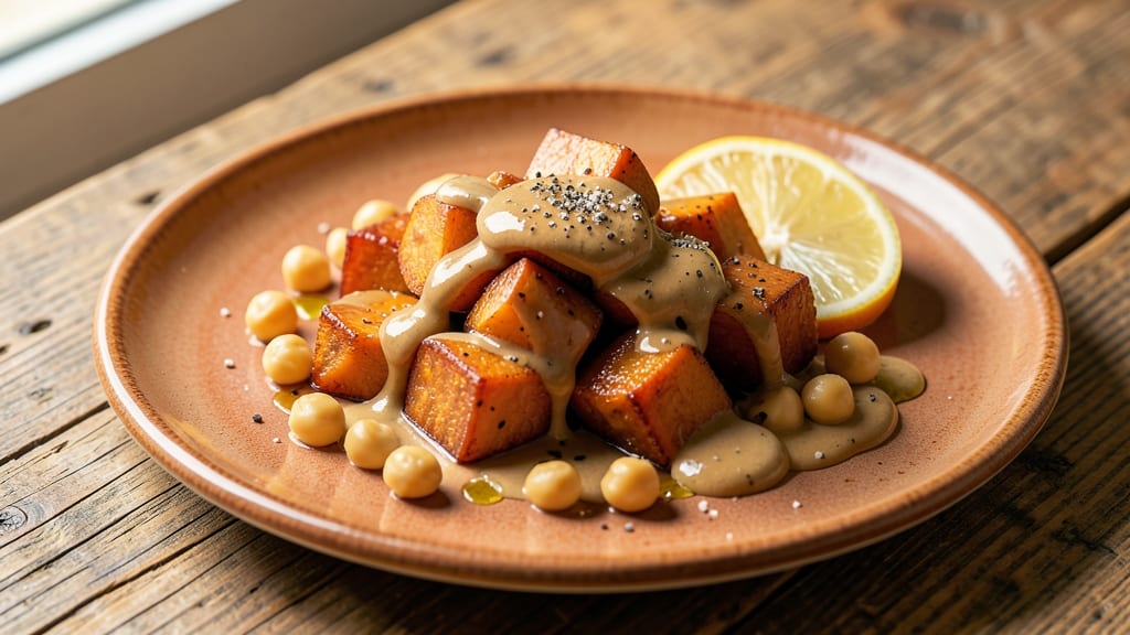 Sweet Potato Chickpea Tahini Recipe: Middle Eastern-Inspired Protein-Packed Bowl