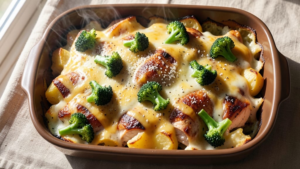 Baked Potato Chicken and Broccoli Casserole Recipe: One-Pan Creamy Cheese Twist