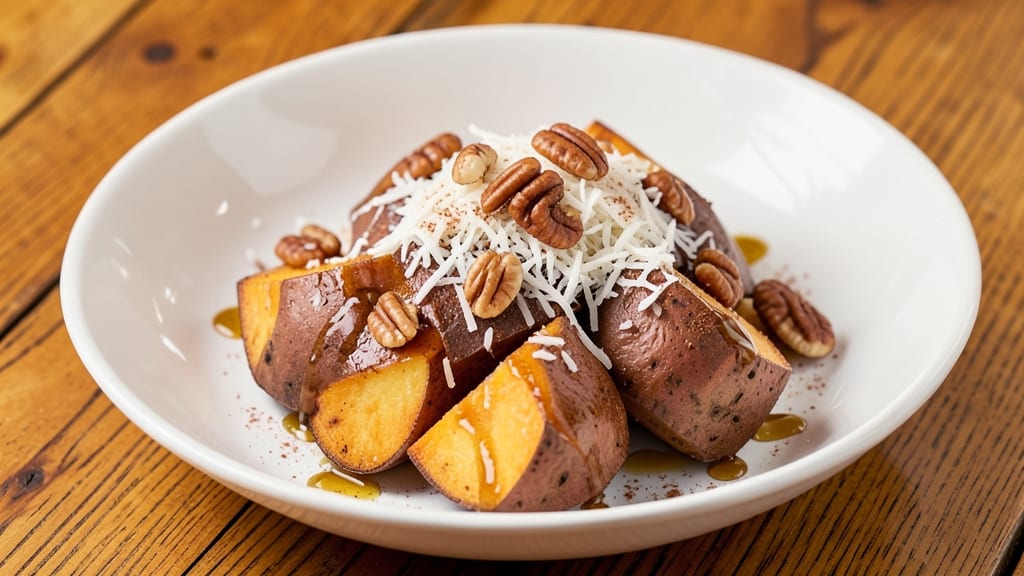 Sweet Potato, Pecan, and Coconut Recipe: Crunchy Top, Creamy Core Delight