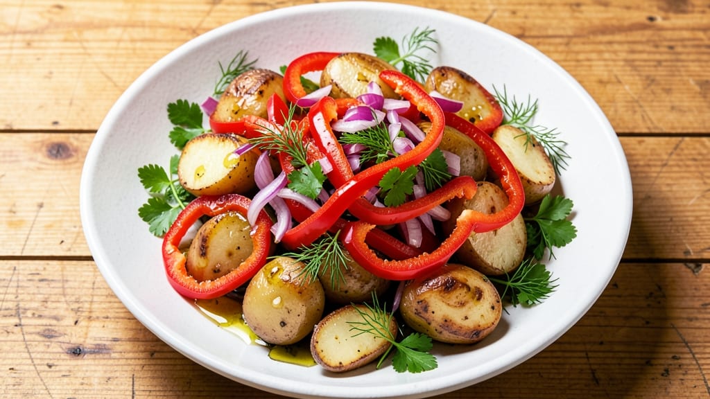 Sweet Peppers Potato Salad Copycat Recipe: Zesty Mayo-Free Crunch with Charred Veggies