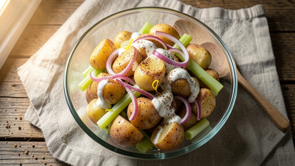 Traditional Potato Salad Recipe No Egg: Herb-Infused Mayoless Crunch With Celery Bites