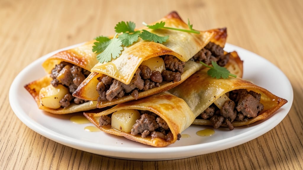 Beef and Potato Samosa Recipe: Crispy Lattice Shells Stuffed With Spiced Filling