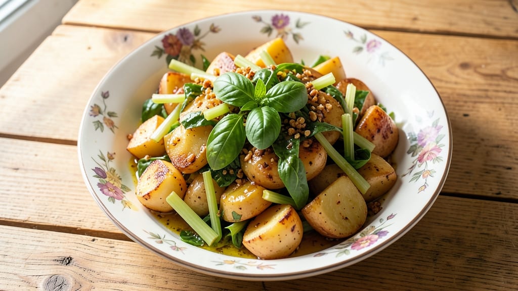 Basil Potato Salad Recipe: Herbed Brightness With Crispy Celery Crunch
