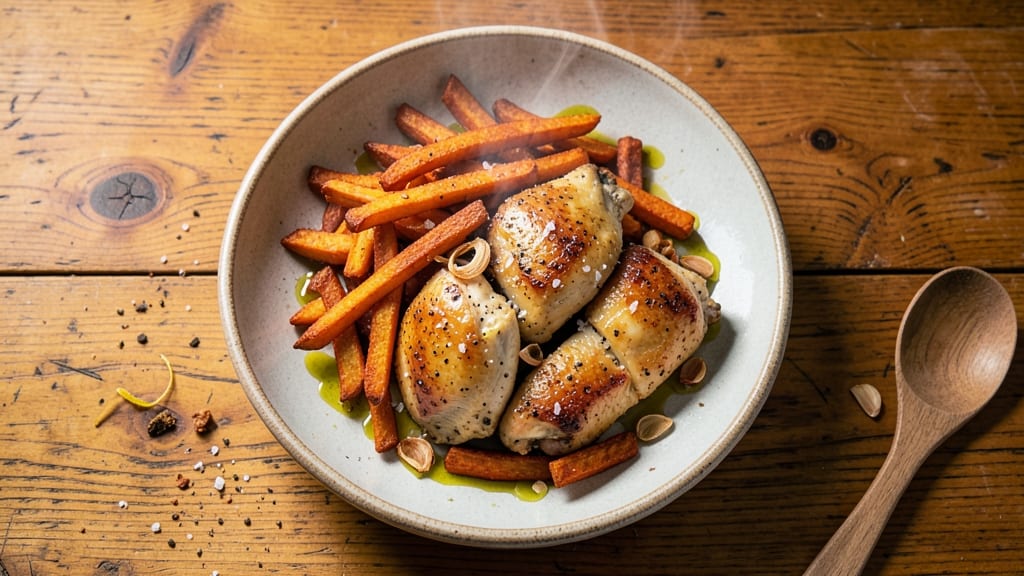 Sweet Potato Fries and Chicken Recipe: Crispy Roasted Fries with Juicy Pan-Seared Chicken