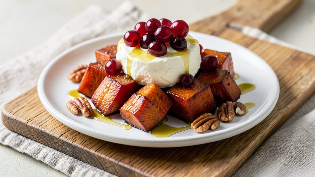 Sweet Potato Goat Cheese Cranberry Recipe: One-Pan Sweet and Tangy Fall Harvest