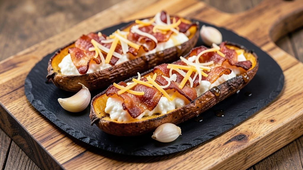 Stuffed Sweet Potato Skins Recipe: Smoky Cheese Swirls and Crispy Bacon Bites