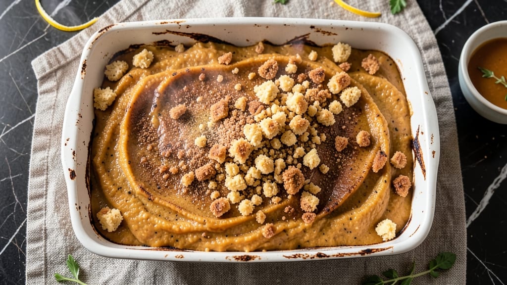Sweet Potato Casserole Recipe With Nutmeg: Spiced Custard Crown Over Caramelized Roots