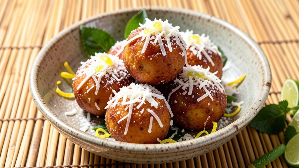 Thai Sweet Potato Balls Recipe: Crispy Coconut-Crusted Bites with Tangy Lime Zing