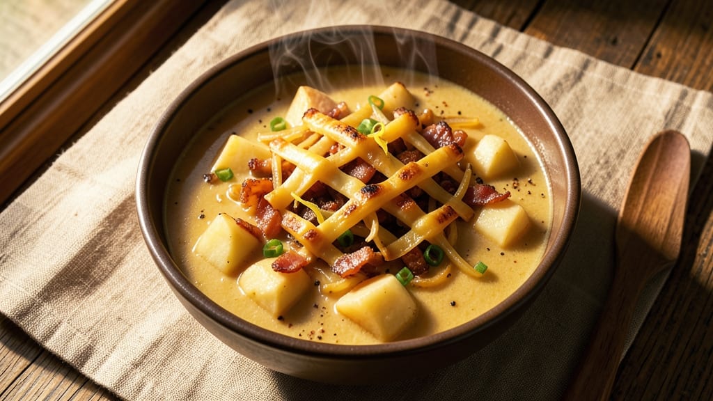 Bennigan's Loaded Potato Soup Recipe: Bacon, Cheese, and Green Onion Topping Trio
